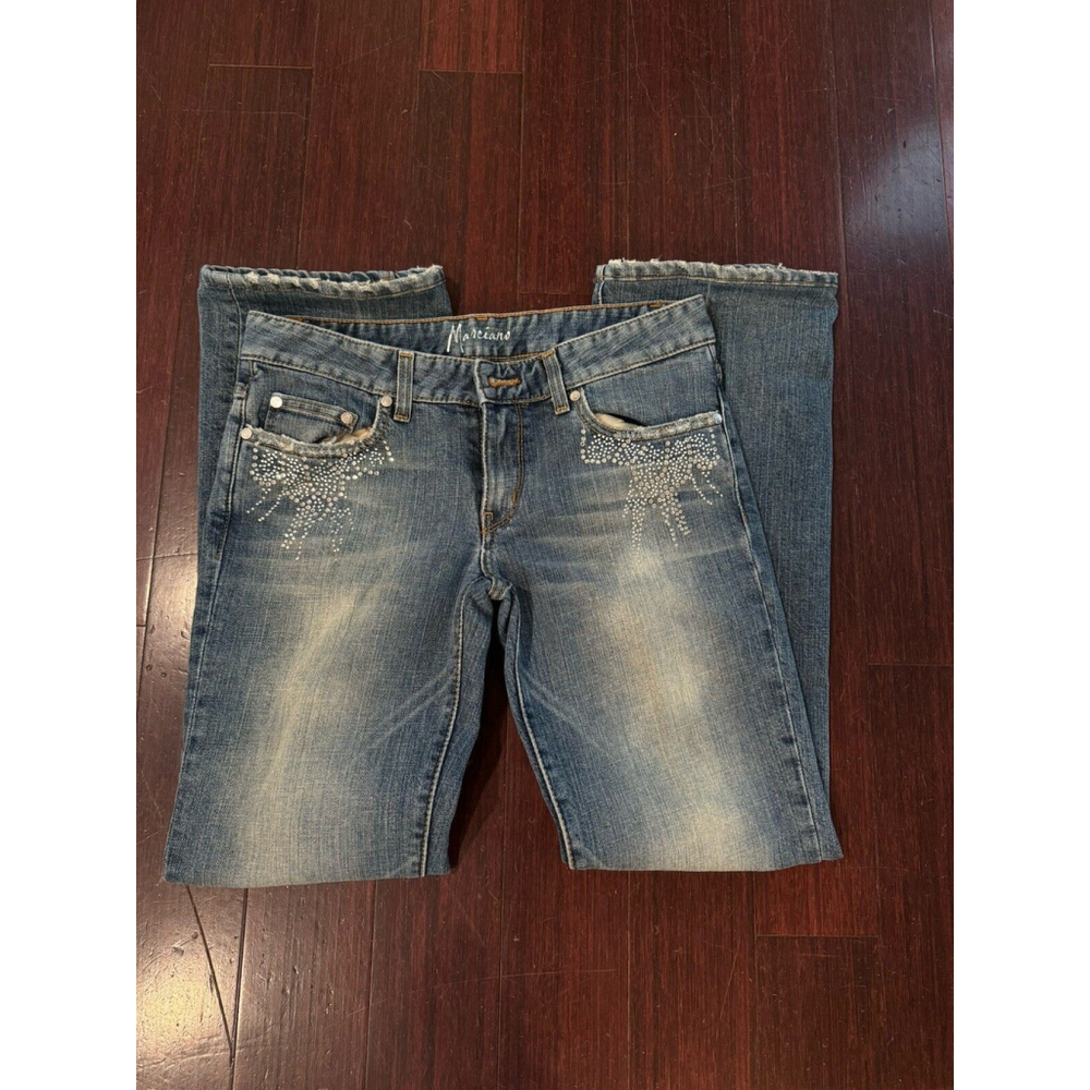 Marciano Rhinestone Studded Size 27 Womans Blue Jeans
